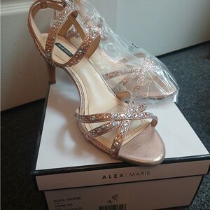Alex Marie Sparkling Gold Strappy Heels